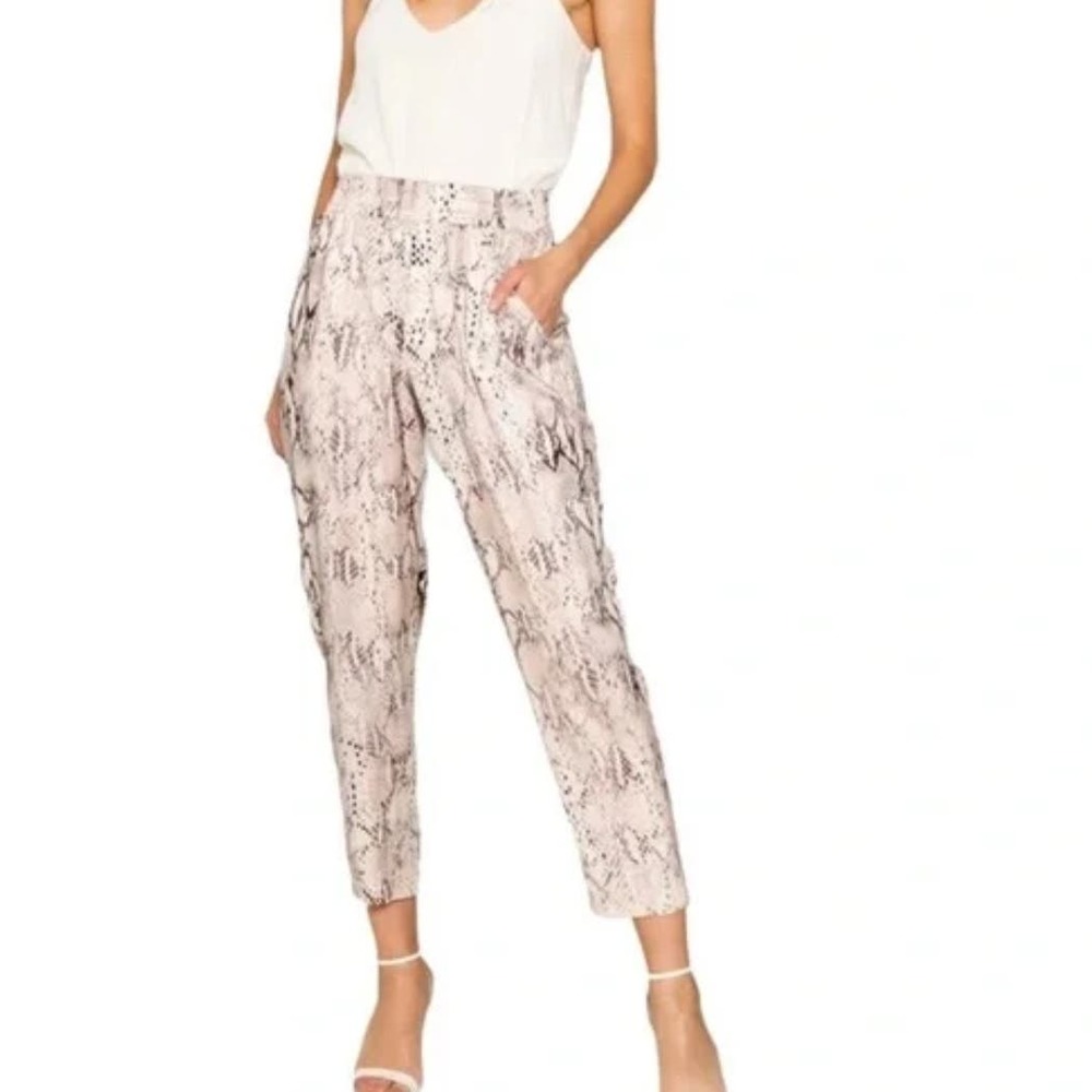 3/$20 Lavender Brown Snakeskin Print Elastic Waist High Waist Pull on Pants XS